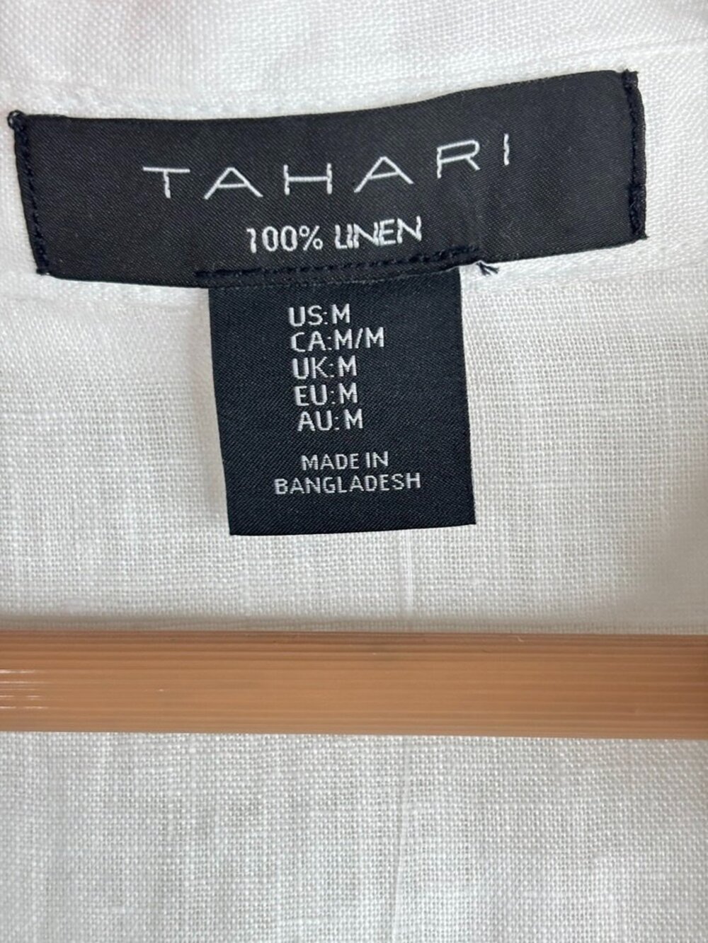 NWT Tahari 100% Linen White Linen M 3/4 Sleeve Popover Minimalist Beach Cover - Picture 4 of 7